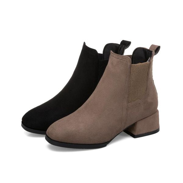 boots women autumn winter classic snow ankle suede warm fur plush shoes goth, Black