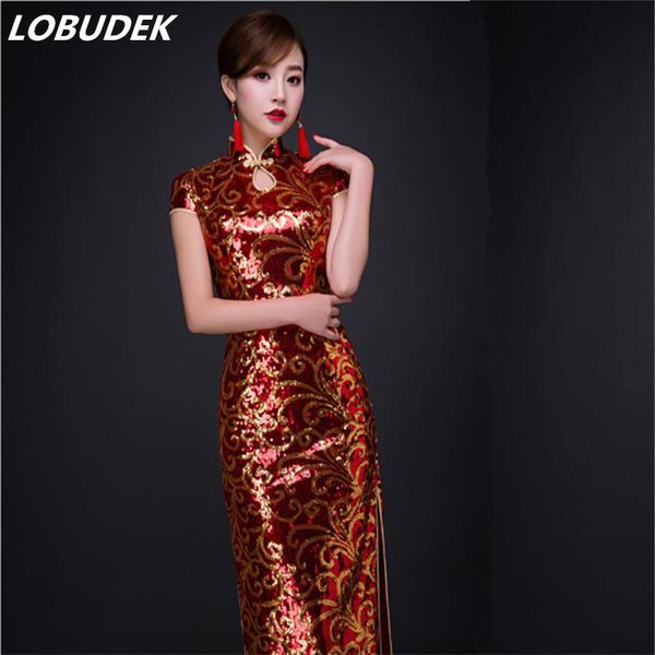 ethnic clothing china style high-grade lace sequin female long cheongsam dress singer host show formal prom party traditional costume full, Red
ethnic clothing china style high-grade lace sequin female long cheongsam dress singer host show formal prom party traditional costume full, Red