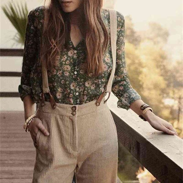 shirt green floral cotton silk spring romantic soft long sleeve ypzm, White 
shirt green floral cotton silk spring romantic soft long sleeve ypzm, White
