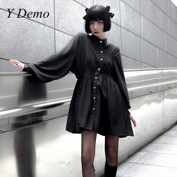 casual dresses y demo gothic ruched women dress loose single breasted long sleeve black o-neck shirt party 2021, Black;gray
casual dresses y demo gothic ruched women dress loose single breasted long sleeve black o-neck shirt party 2021, Black;gray