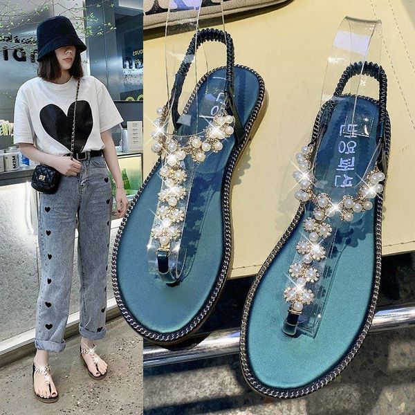 summer women rhinestone sandals fashion herringbone flat casual shoes outdoor comfortable set foot for woman, Black 
summer women rhinestone sandals fashion herringbone flat casual shoes outdoor comfortable set foot for woman, Black