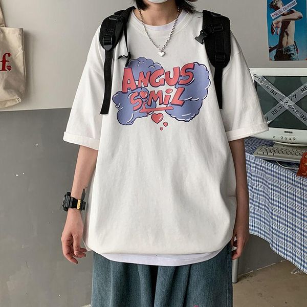 hybskr spring summer men's t-shirts loose casual couple japanese style hip hop streetwear printed clothing, White;black
hybskr spring summer men's t-shirts loose casual couple japanese style hip hop streetwear printed clothing, White;black