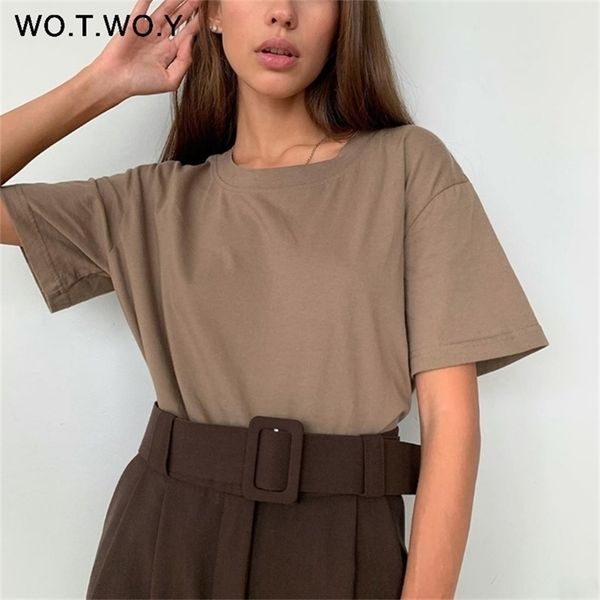 wotwoy summer loose basic tee shirt women knitted cotton solid t-shirt women o-neck casual korean female harajuku new 210322, White
wotwoy summer loose basic tee shirt women knitted cotton solid t-shirt women o-neck casual korean female harajuku new 210322, White