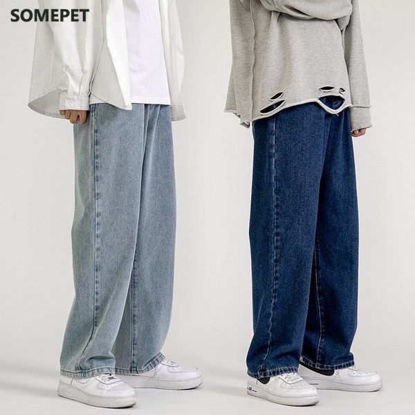 men's jeans fashion loose straight casual wide leg pants cowboy mans streetwear korean hip hop trousers 5 colors, Blue
men's jeans fashion loose straight casual wide leg pants cowboy mans streetwear korean hip hop trousers 5 colors, Blue