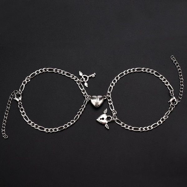 link, chain men and women matching bracelet 2 metal magnet heart-shaped angel couple wrist jewelry gift gay boy/girlfriend, Black
link, chain men and women matching bracelet 2 metal magnet heart-shaped angel couple wrist jewelry gift gay boy/girlfriend, Black