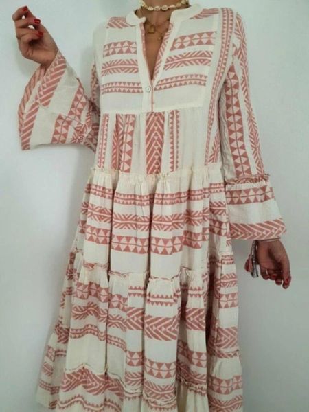 casual dresses women flare sleeve v-neck dress for beach vacation loose ladies ruffles flared a-line fashion geometric print, Black;gray
casual dresses women flare sleeve v-neck dress for beach vacation loose ladies ruffles flared a-line fashion geometric print, Black;gray