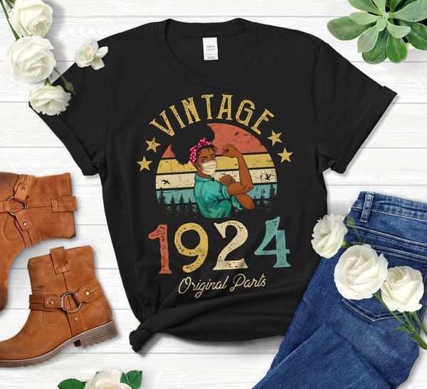 women's t-shirt vintage 1924 original parts african american women with mask old 97th birthday short sleeve tee o neck female goth, White
women's t-shirt vintage 1924 original parts african american women with mask old 97th birthday short sleeve tee o neck female goth, White