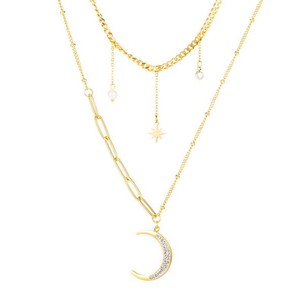 women's necklace lovely stars & moons pendant titanium steel female two layered clavicle chainjewelery chokers, Golden;silver
women's necklace lovely stars & moons pendant titanium steel female two layered clavicle chainjewelery chokers, Golden;silver