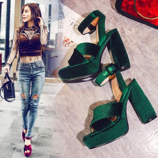 summer est super heels high pumps red /green/blue color thick sole waterproof peep toe fashion sandals word buckle women dress shoes, Black
summer est super heels high pumps red /green/blue color thick sole waterproof peep toe fashion sandals word buckle women dress shoes, Black