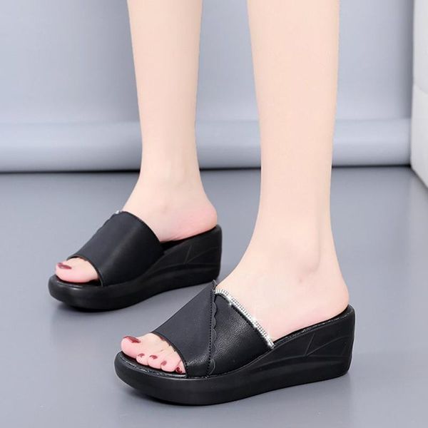slippers women's shiny crystal wedges 2021 summer fish mouth chunky platform slides woman pu leather beach flip flops, Black
slippers women's shiny crystal wedges 2021 summer fish mouth chunky platform slides woman pu leather beach flip flops, Black