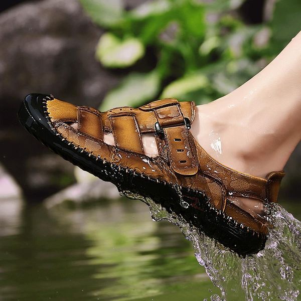 sandals men summer genuine leather shoes beach handmade man outdoor casual sneakers big size 47, Black
sandals men summer genuine leather shoes beach handmade man outdoor casual sneakers big size 47, Black