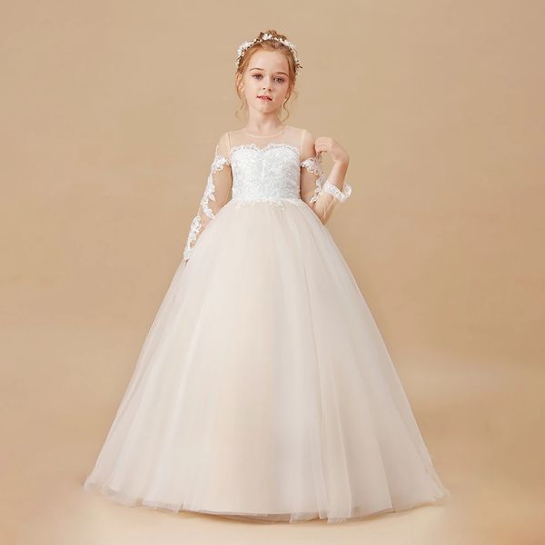 new girls banquet dress baby kids clothes white wedding children clothing invisible neckline girl applique long sleeve dresses, White;blue
new girls banquet dress baby kids clothes white wedding children clothing invisible neckline girl applique long sleeve dresses, White;blue
