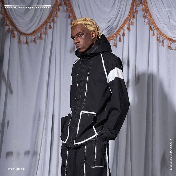 men's jackets clothing fashion split black white stitching rough edge knife cut broken pleated nylon jacket coat plus size costumes, Black;brown
men's jackets clothing fashion split black white stitching rough edge knife cut broken pleated nylon jacket coat plus size costumes, Black;brown