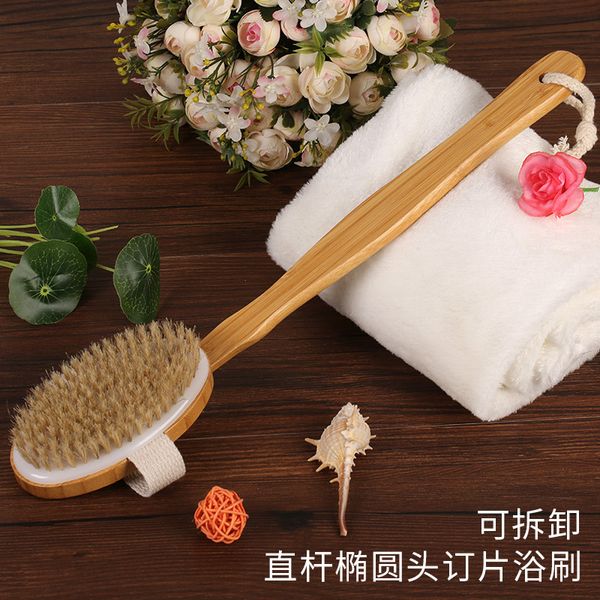 bamboo long-handled detachable bristles bath brush massage exfoliating mud rubbing meridian 
bamboo long-handled detachable bristles bath brush massage exfoliating mud rubbing meridian