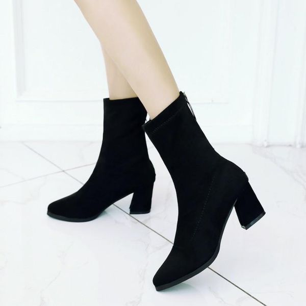boots big size fashion of european and american women's with sharp head thick heel zipper, Black
boots big size fashion of european and american women's with sharp head thick heel zipper, Black