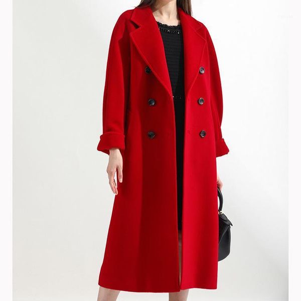 women's wool & blends office fashion camel breasted double faced maxi coat women warm long woollen tweed jacket winter korean overcoat, Black
women's wool & blends office fashion camel breasted double faced maxi coat women warm long woollen tweed jacket winter korean overcoat, Black