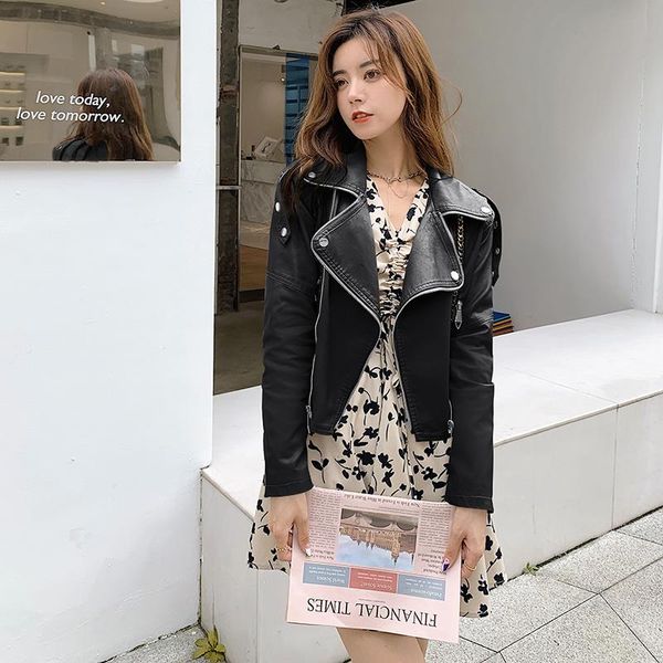 women's leather & faux featured products chic hong kong style slim-fitting biker cool washed coat multi zipper pure colour jacket sprin, Black
women's leather & faux featured products chic hong kong style slim-fitting biker cool washed coat multi zipper pure colour jacket sprin, Black