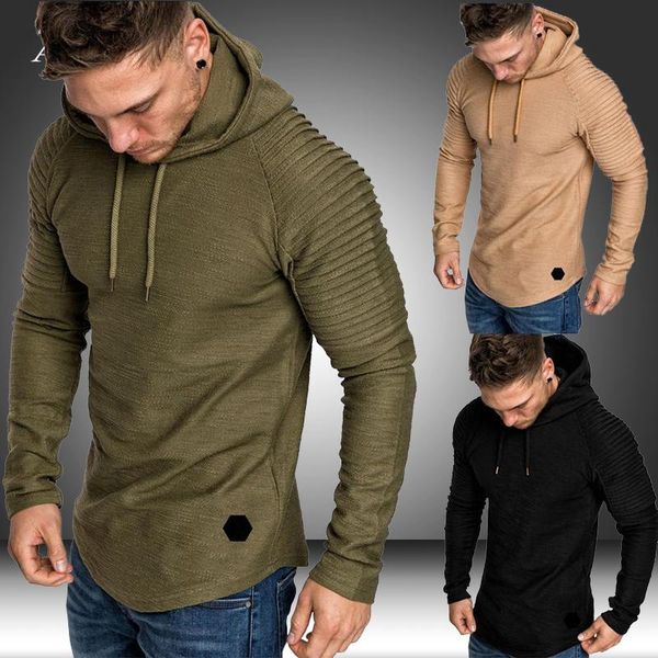men's hoodies & sweatshirts trendy mens solid color hooded slim sweatshirt striped pleated raglan sleeves male streetwear casual coat, Black
men's hoodies & sweatshirts trendy mens solid color hooded slim sweatshirt striped pleated raglan sleeves male streetwear casual coat, Black