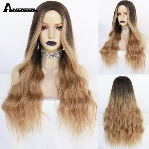 anogol long brown to blonde ombre synthetic wigs for women middle part high density wavy cosplay heat resistant1, Black
anogol long brown to blonde ombre synthetic wigs for women middle part high density wavy cosplay heat resistant1, Black