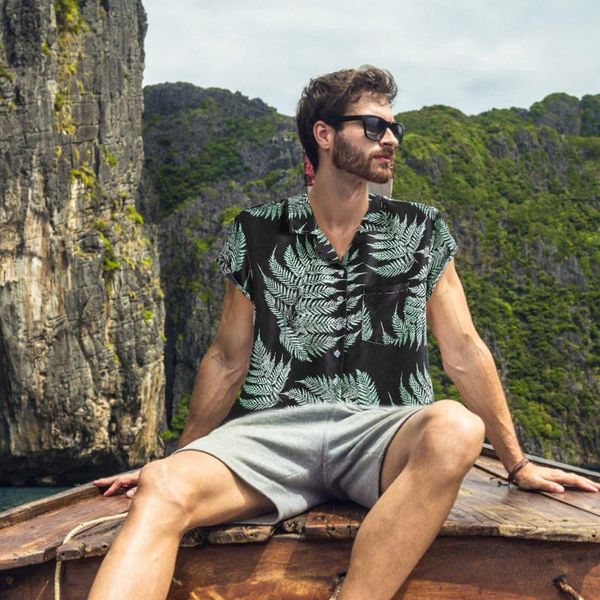 men's casual shirts shirt hawaiian style leisure vacation one button wild leaf print short sleeve 2021 men clothing, White;black 
men's casual shirts shirt hawaiian style leisure vacation one button wild leaf print short sleeve 2021 men clothing, White;black