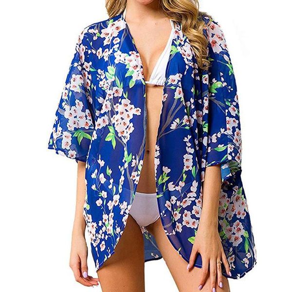 women's swimwear women cover-up floral printed chiffon blouse flowy kimono cardigan casual loose plus size half sleeve sun protection, White;black
women's swimwear women cover-up floral printed chiffon blouse flowy kimono cardigan casual loose plus size half sleeve sun protection, White;black