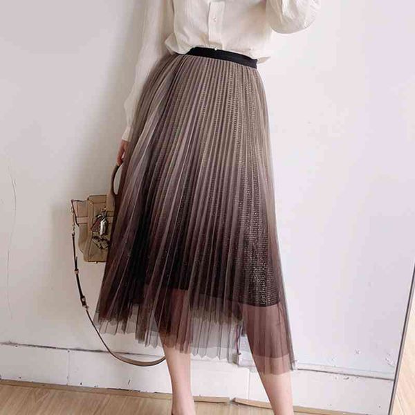 spring elegant pleated skirt women chic bright silk design fairy jupe high fashion solid organdy faldas mujer 210514, Black
spring elegant pleated skirt women chic bright silk design fairy jupe high fashion solid organdy faldas mujer 210514, Black