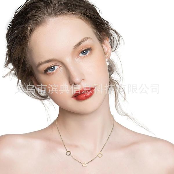 pendant necklaces fashion simple geometric short necklace exquisite triangular square round girls', Silver
pendant necklaces fashion simple geometric short necklace exquisite triangular square round girls', Silver