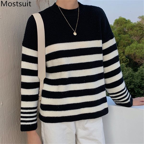 striped casual knitted pullover jumpers women o-neck full sleeve loose fashion female sweaters mujer 210518, White;black
striped casual knitted pullover jumpers women o-neck full sleeve loose fashion female sweaters mujer 210518, White;black