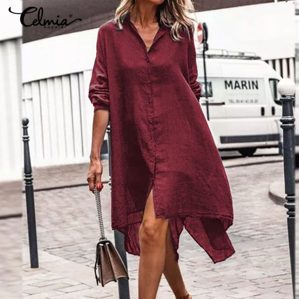 dresses 5xl women's vintage cotton linen dress celmia asymmetrical sleeve midi sundress 2021 autumn lapel split long shirt vestidos, Black;gray
dresses 5xl women's vintage cotton linen dress celmia asymmetrical sleeve midi sundress 2021 autumn lapel split long shirt vestidos, Black;gray