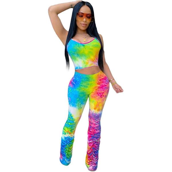 tie dye print two piece set women clothes crop and stacked pants suit nigh party club outfits matching sets conjunto dress, White
tie dye print two piece set women clothes crop and stacked pants suit nigh party club outfits matching sets conjunto dress, White