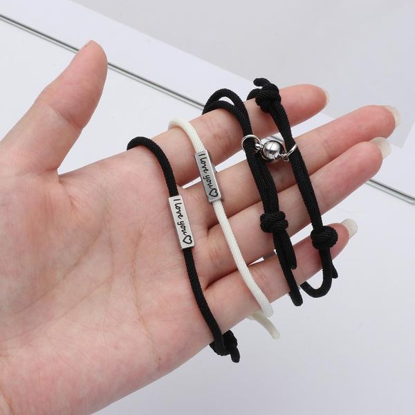 link, chain 2pcs/set matching friendship bracelet braided rope magnet for couples creative jewelry gifts women men decorations, Black
link, chain 2pcs/set matching friendship bracelet braided rope magnet for couples creative jewelry gifts women men decorations, Black