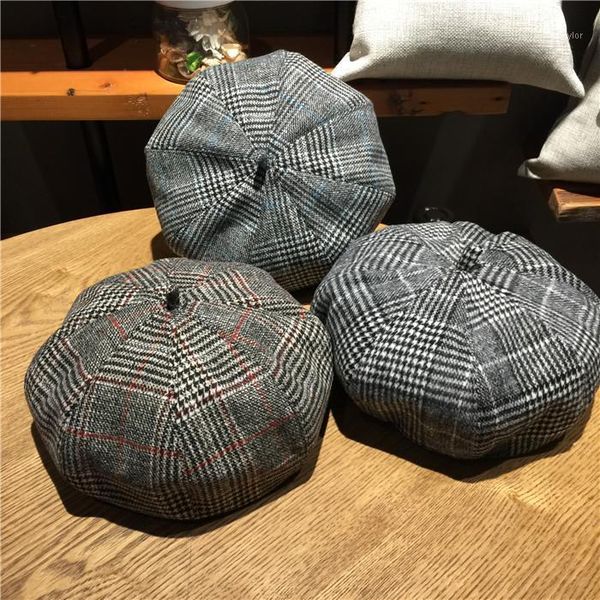 autumn winter british woolen plaid beret female pumpkin hats casual wild japanese literary painter artist cap hat berets, Blue;gray
autumn winter british woolen plaid beret female pumpkin hats casual wild japanese literary painter artist cap hat berets, Blue;gray