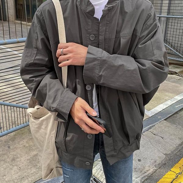 men's jackets wear 2021 autumn short style loose coat for men and women single breasted jacket with pocket, Black;brown
men's jackets wear 2021 autumn short style loose coat for men and women single breasted jacket with pocket, Black;brown