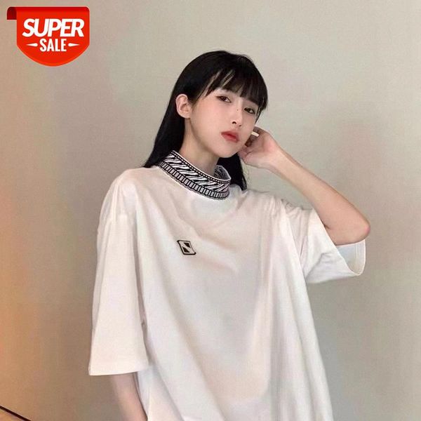 we11done small high collar oversized short-sleeved t-shirt #0q2j, White;black