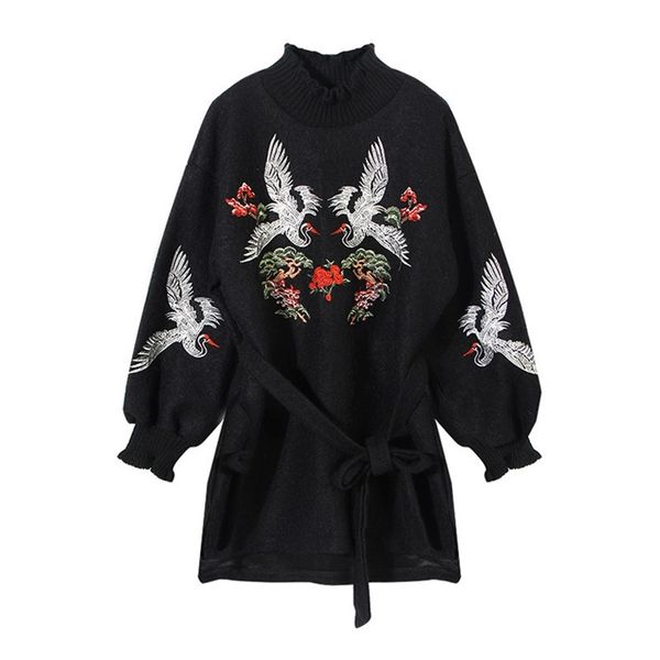 black beige embroidery crane sash puff sleeve stand collar loose sweatshirt pullover women winter autumn elegant d0818 210514
black beige embroidery crane sash puff sleeve stand collar loose sweatshirt pullover women winter autumn elegant d0818 210514