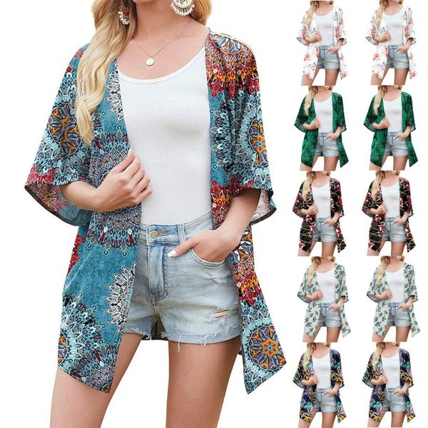 women's swimwear chiffon casual loose open front cover ups summer women printing kimono long cardigan blouse shawl beachwear tunic2021, White;black
women's swimwear chiffon casual loose open front cover ups summer women printing kimono long cardigan blouse shawl beachwear tunic2021, White;black