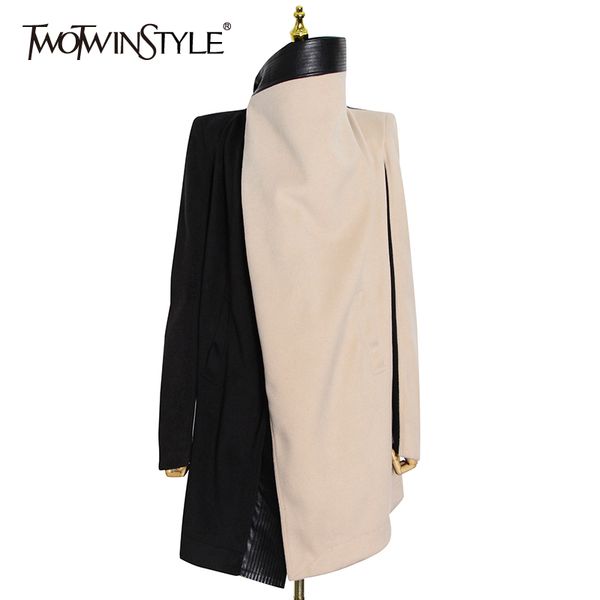 twotwinstyle hit color patchwork jacket for women lapel long sleeve casual irregular jackets female fashion new clothing 210428, Black
twotwinstyle hit color patchwork jacket for women lapel long sleeve casual irregular jackets female fashion new clothing 210428, Black