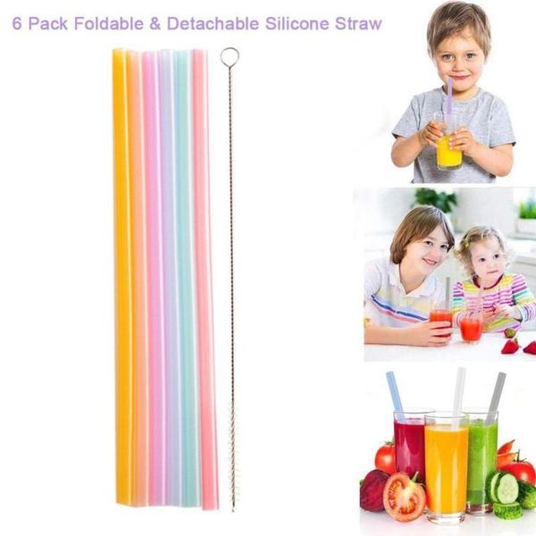 drinking straws 6pcs reusable silicone food grade flexible bent straight with cleaner brush party bar accessory
drinking straws 6pcs reusable silicone food grade flexible bent straight with cleaner brush party bar accessory