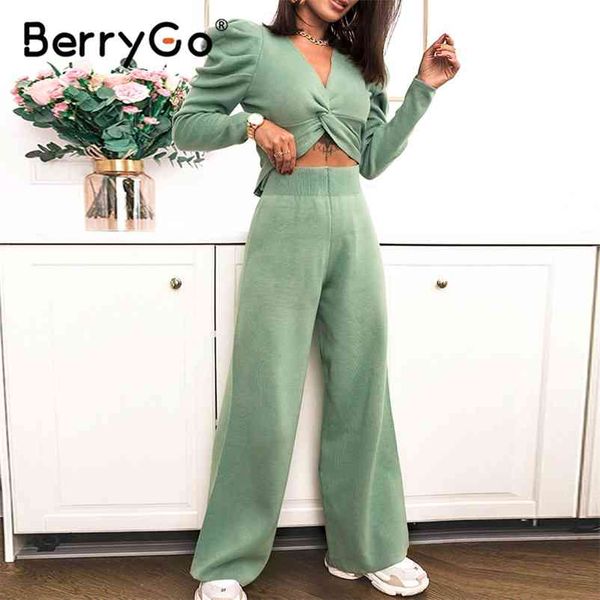 berrygo v-link long puff sleeve women suits knitted two-piece casual female playsuits high fashion solid jumpsuits 210513, White
berrygo v-link long puff sleeve women suits knitted two-piece casual female playsuits high fashion solid jumpsuits 210513, White