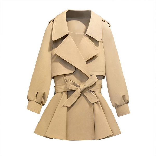 women's trench coats style windbreaker to increase the spring and autumn thin coat, plus size short clothing 100 kg, Tan;black
women's trench coats style windbreaker to increase the spring and autumn thin coat, plus size short clothing 100 kg, Tan;black