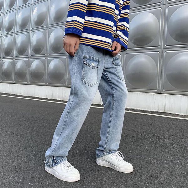 men's jeans men denim pant loose straight streetwear pants hip hop neutral trousers boot cut, Blue
men's jeans men denim pant loose straight streetwear pants hip hop neutral trousers boot cut, Blue