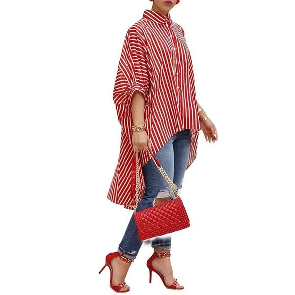 women's blouses & shirts striped chiffon blouse women summer turn down collar button up half sleeve short front long back asymmetrical, White
women's blouses & shirts striped chiffon blouse women summer turn down collar button up half sleeve short front long back asymmetrical, White