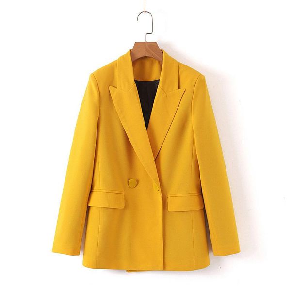 women's suits & blazers and jackets women 2021 spring autumn long sleeve double breasted female blazer yellow color coat outerwear, White;black
women's suits & blazers and jackets women 2021 spring autumn long sleeve double breasted female blazer yellow color coat outerwear, White;black