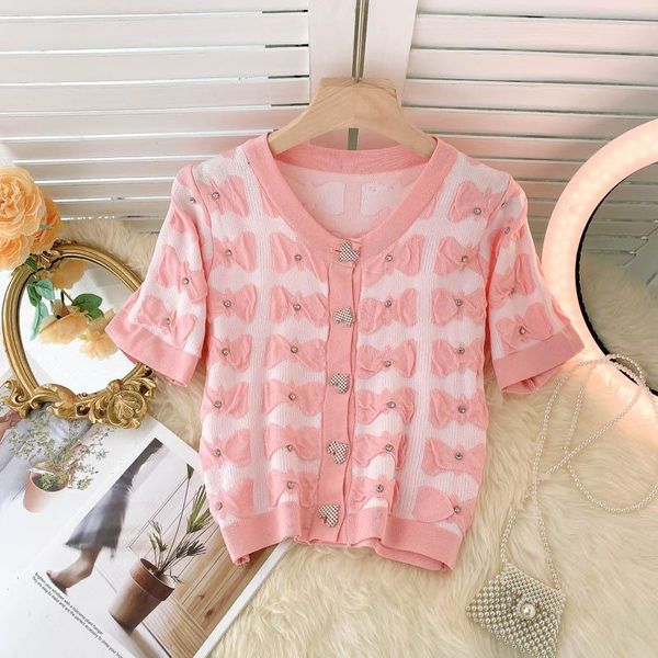 women's blouses & shirts 021 summer sweet temperament blouse female v-neck bow beaded blusa knitted short-sleeved cardigan df112, White
women's blouses & shirts 021 summer sweet temperament blouse female v-neck bow beaded blusa knitted short-sleeved cardigan df112, White
