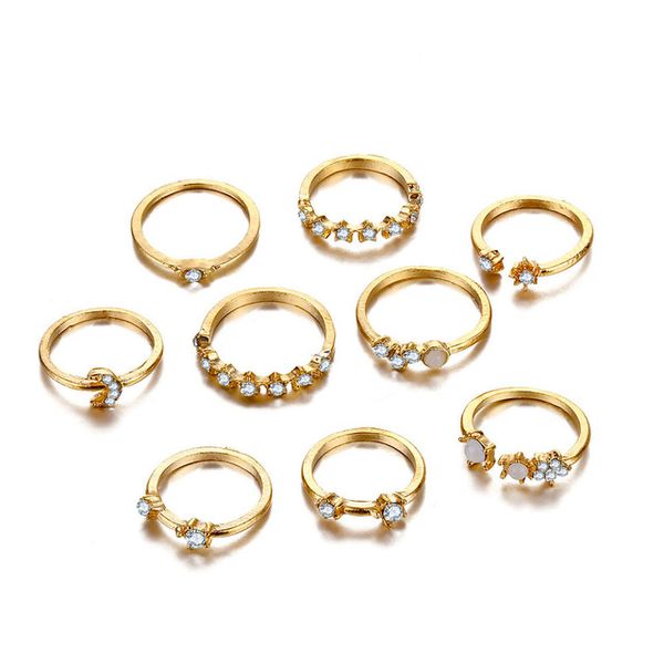 9 pcs/set women's golden crystal opal alloy ring set bohemian geometry knuckle ring jewelry party gift, Golden;silver
9 pcs/set women's golden crystal opal alloy ring set bohemian geometry knuckle ring jewelry party gift, Golden;silver