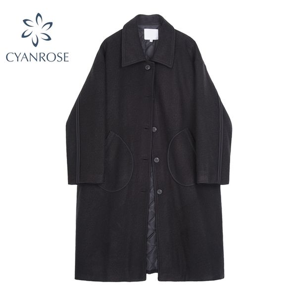 winter trench coat women korean fashion black cashmere wool outerwear female long thickening warm woolen overcoat streetwear 210430
winter trench coat women korean fashion black cashmere wool outerwear female long thickening warm woolen overcoat streetwear 210430