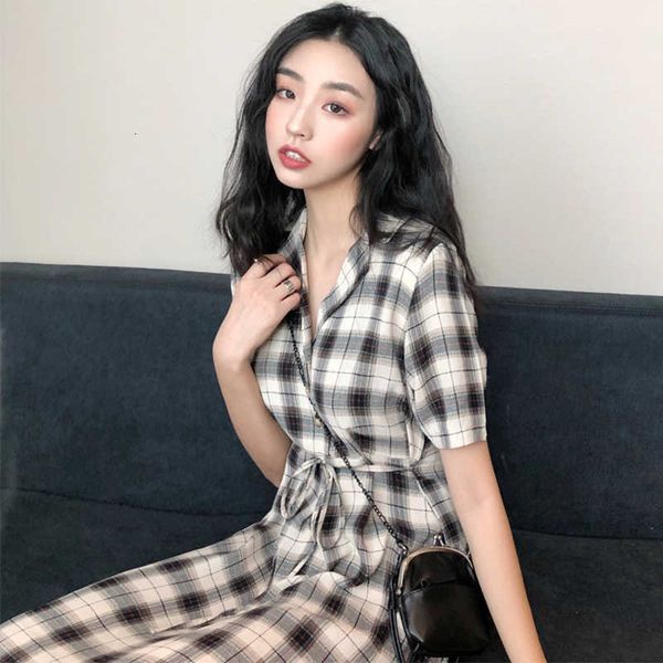 casual dresses summer es women korean preppy style notched collar waist tied tunics plaid shirt short sleeve long midi fgvg, Black;gray
casual dresses summer es women korean preppy style notched collar waist tied tunics plaid shirt short sleeve long midi fgvg, Black;gray