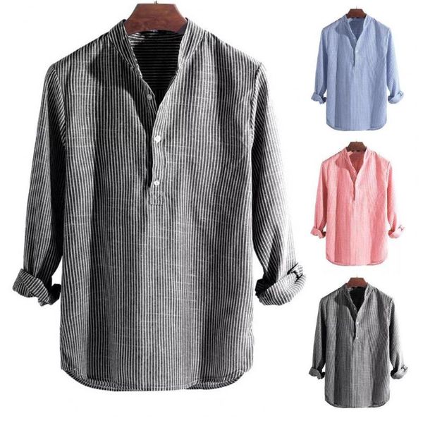 men's casual shirts men shirt fashion stand collar plus size striped blouse, White;black
men's casual shirts men shirt fashion stand collar plus size striped blouse, White;black