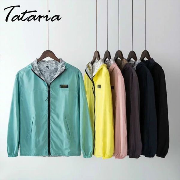 women's hooded jackets causal windbreaker for women basic double sided coats zipper lightweight bomber famale 210514, Black;brown
women's hooded jackets causal windbreaker for women basic double sided coats zipper lightweight bomber famale 210514, Black;brown