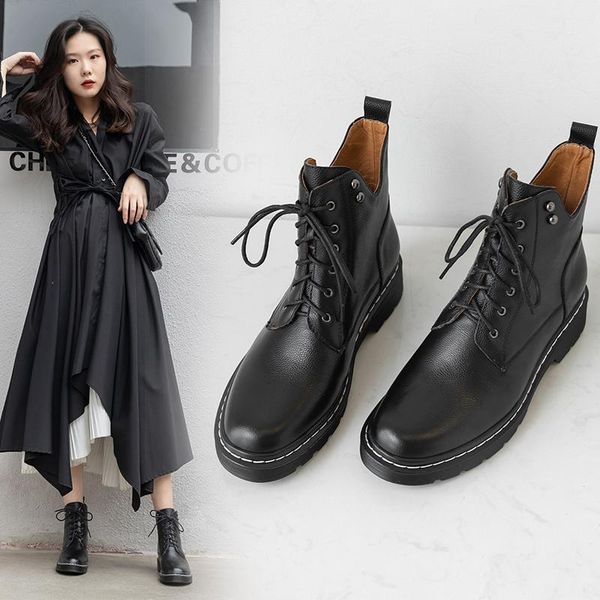 boots real leather winter lace-up short for women round toe rivet shoes pure handmade large size 34-43, Black
boots real leather winter lace-up short for women round toe rivet shoes pure handmade large size 34-43, Black